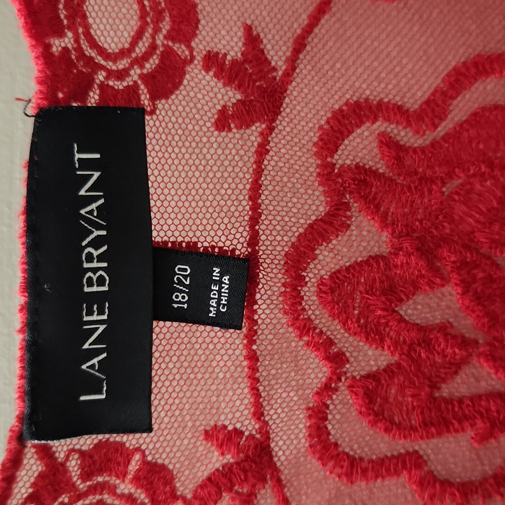 Lane Bryant Vibrant Red Sheer Lace Top - Picture 2 of 6